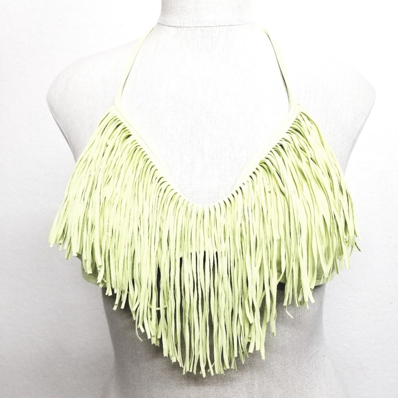 l*space Other - L*Space Neon Yellow Gringe Bikini Top